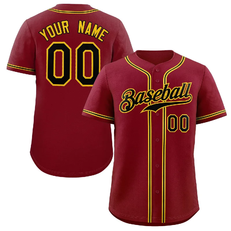 Baseball Jersey for Custom Team Uniforms for Schools-Custom Crimson Black-Gold Classic Style Authentic Baseball Jersey