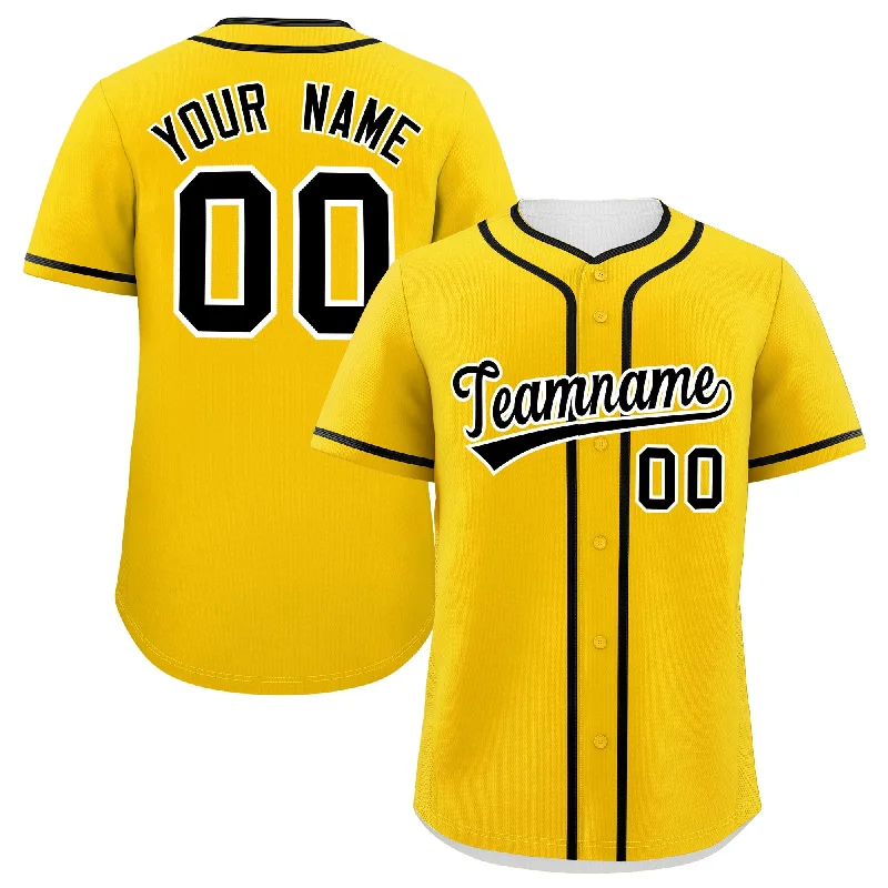 Baseball Jersey for Sports Apparel for All Ages-Custom Gold Black Personalized Classic Authentic Baseball Jersey