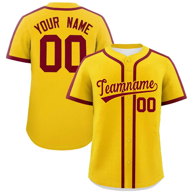 Baseball Jersey for Custom Name Jerseys-Custom Gold Crimson Personalized Classic Authentic Baseball Jersey