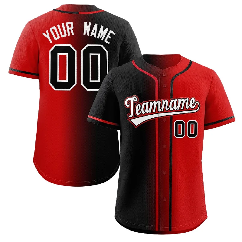 Baseball Jersey for Official Baseball Fan Gear-Custom Red White-Black Gradient Fashion Authentic Baseball Jersey