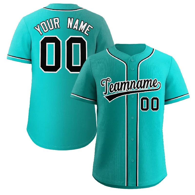 Baseball Jersey for High School Baseball Gear-Custom Teal Black-White Gradient Fashion Authentic Baseball Jersey