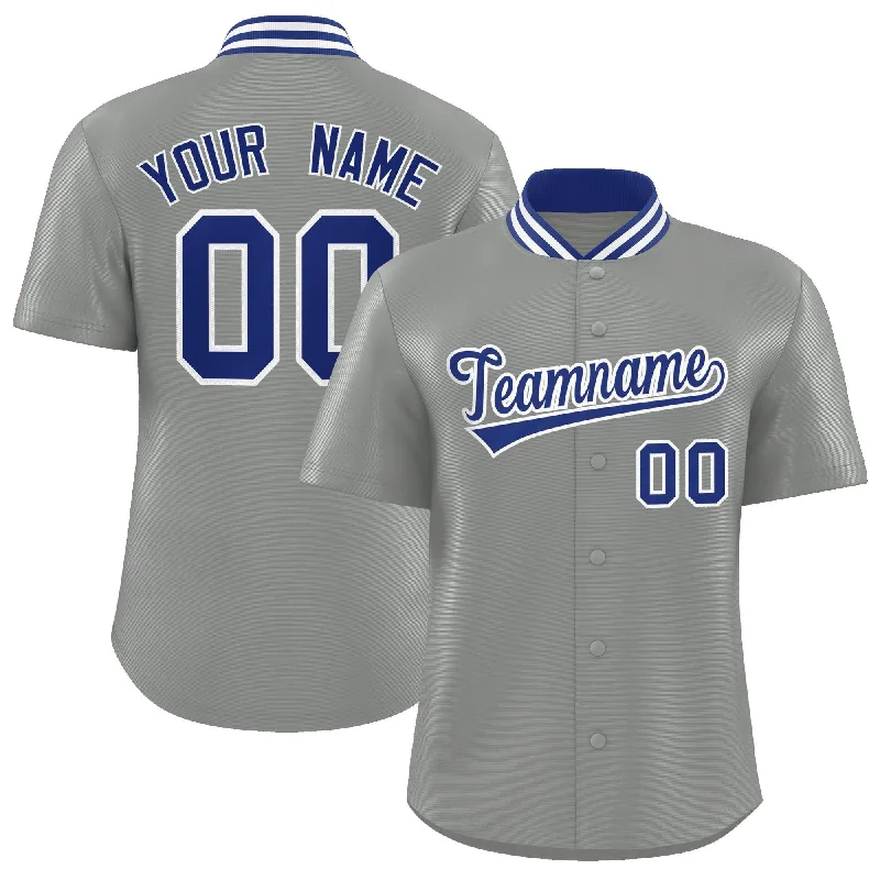 Baseball Jersey for Baseball Jerseys for Competitions-Custom Gray Classic Style Authentic Stand Collar Baseball Jersey