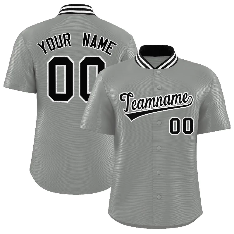 Baseball Jersey for Fun Baseball Apparel for Families-Custom Gray Classic Style Authentic Stand Collar Baseball Jersey