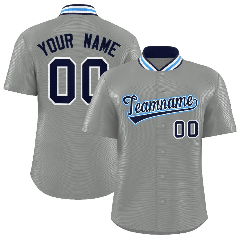 Baseball Jersey for Custom Team Jerseys for Kids-Custom Gray Classic Style Authentic Stand Collar Baseball Jersey