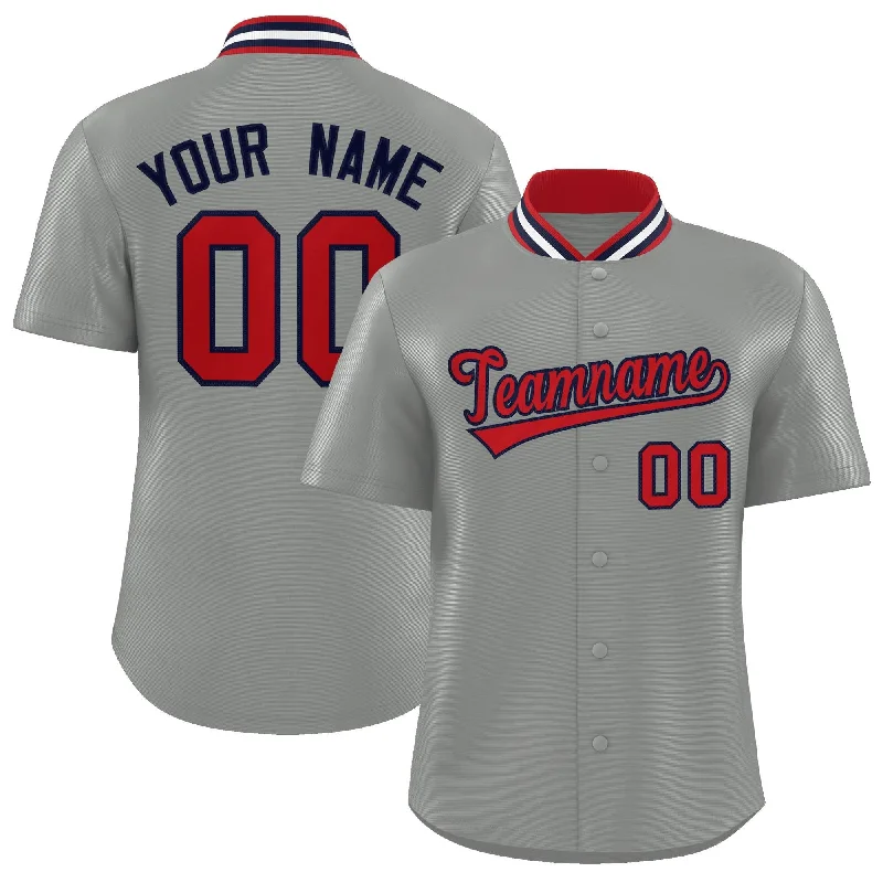 Baseball Jersey for Baseball Jerseys for Group Orders-Custom Gray Classic Style Authentic Stand Collar Baseball Jersey