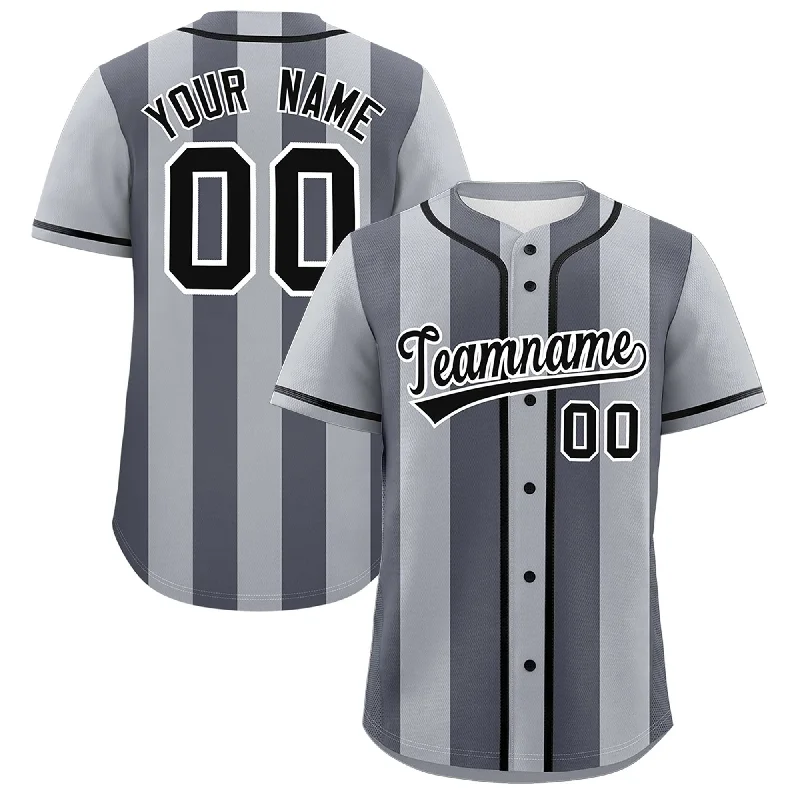 Baseball Jersey for Holiday Gift Ideas for Baseball Fans-Custom Gray Dark Gray Thick Stripe Fashion Authentic Baseball jersey