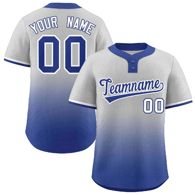 Baseball Jersey for Baseball Supporter Merchandise-Custom Gray Royal Royal-White Gradient Fashion Authentic Two-Button Baseball Jersey