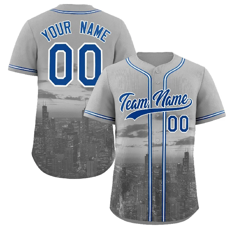 Baseball Jersey for Custom Numbers-Custom Gray Royal-White Chicago City Connect Baseball Jersey