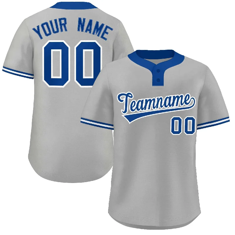 Baseball Jersey for Custom Jerseys for Fan Support-Custom Gray Royal-White Classic Style Authentic Two-Button Baseball Jersey