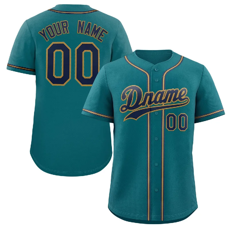 Baseball Jersey for Youth Baseball Gear for Tournaments-Custom Aqua Royal-Old Gold Classic Style Authentic Baseball Jersey