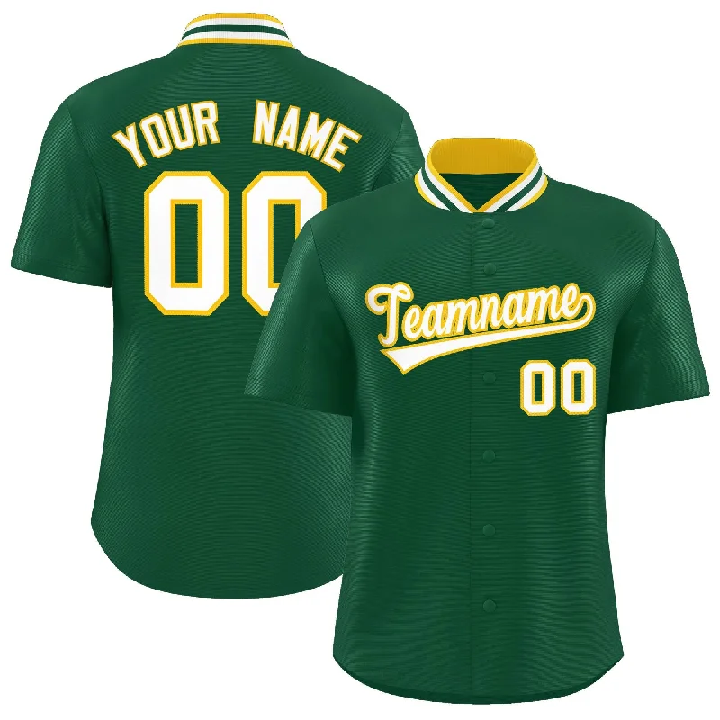 Baseball Jersey for Collector’s Baseball Jerseys-Custom Green Classic Style Authentic Stand Collar Baseball Jersey