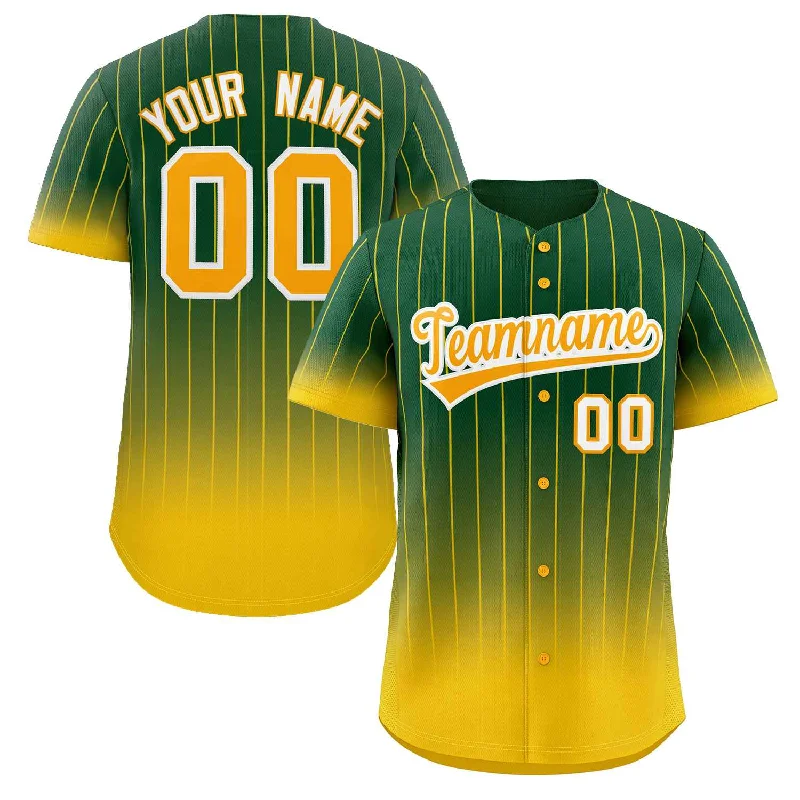 Baseball Jersey for Vintage Designs-Custom Green Gold-White Gradient Stripe Fashion Authentic Baseball Jersey