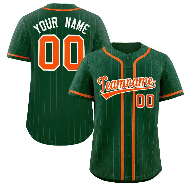 Baseball Jersey for Men’s Baseball-Custom Green Orange Stripe Fashion Design Full Button Authentic Baseball Jersey