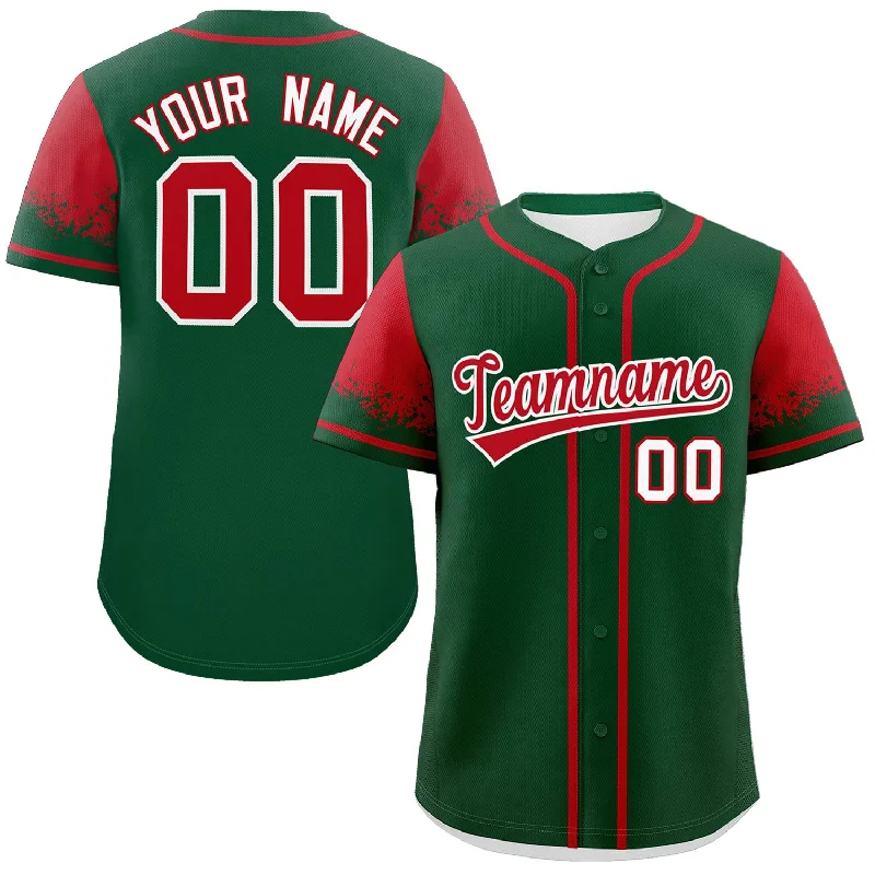 Baseball Jersey for National Baseball Team Gear-Custom Green Red Personalized Raglan Sleeves Design Authentic Baseball Jersey