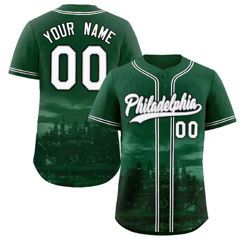 Baseball Jersey for Local Baseball League Gear-Custom Green White-Gray Philadelphia City Connect Baseball Jersey