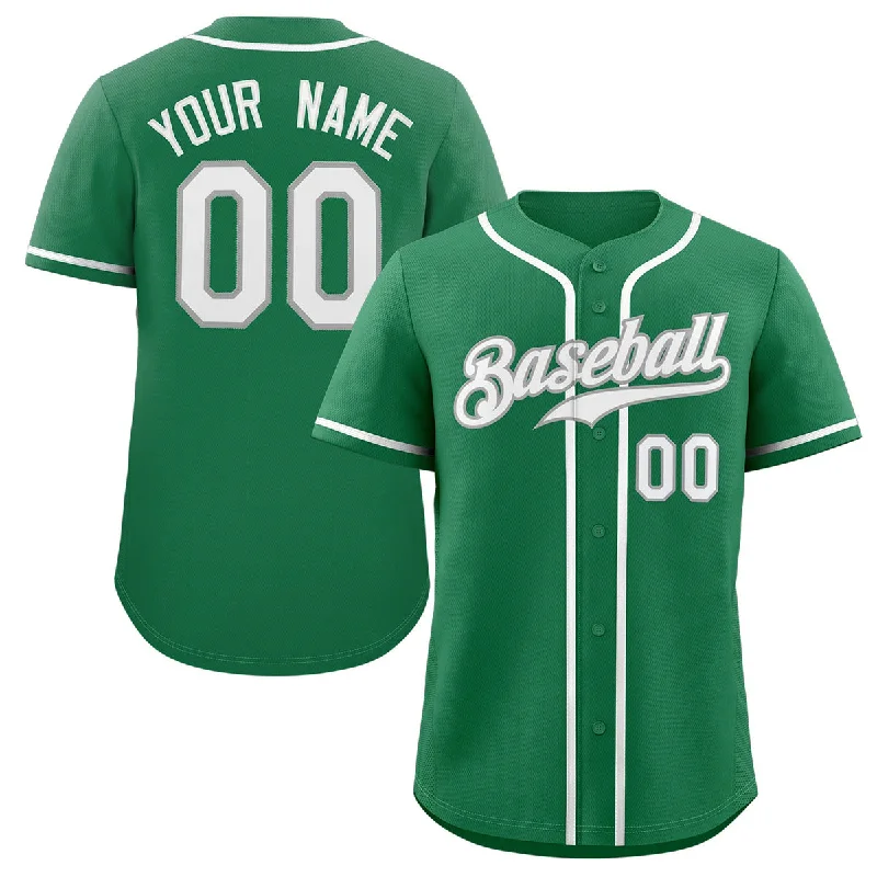 Baseball Jersey for Fun Family Baseball Events-Custom Kelly Green White-Gray Classic Style Authentic Baseball Jersey