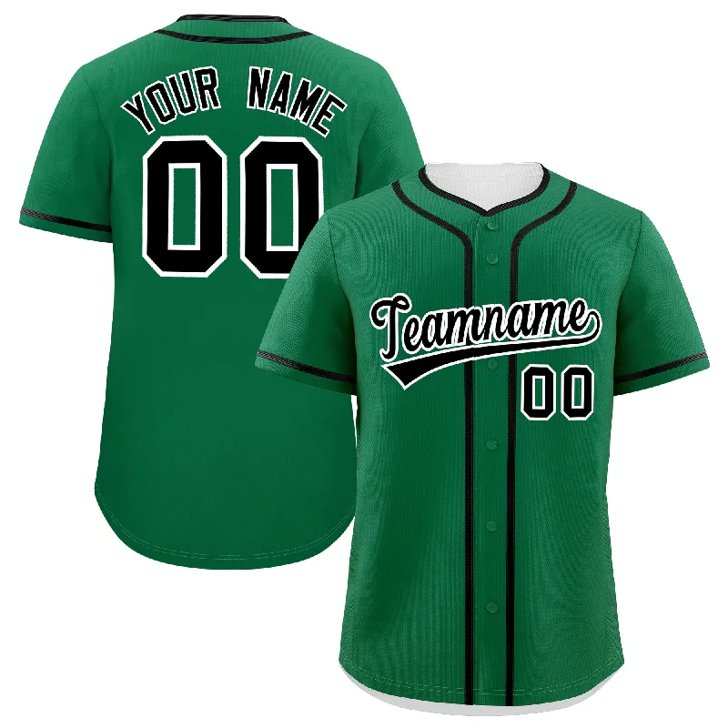 Baseball Jersey for Custom Name Jerseys-Custom Kelly Green Black Personalized Classic Authentic Baseball Jersey