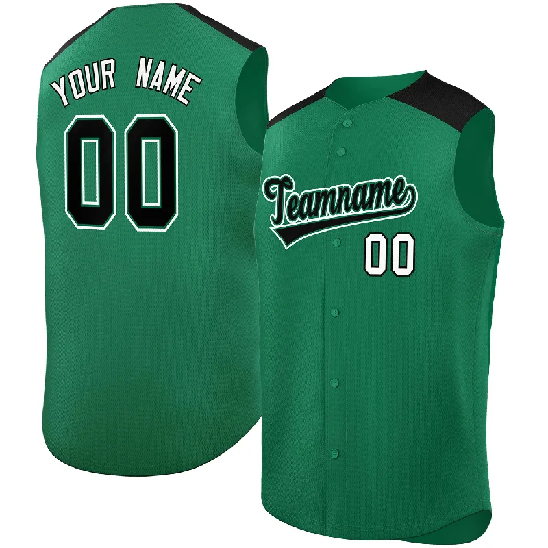 Baseball Jersey for Baseball Apparel for Baseball Leagues-Custom Kelly Green Black Personalized Classic Authentic Sleeveless Baseball Jersey