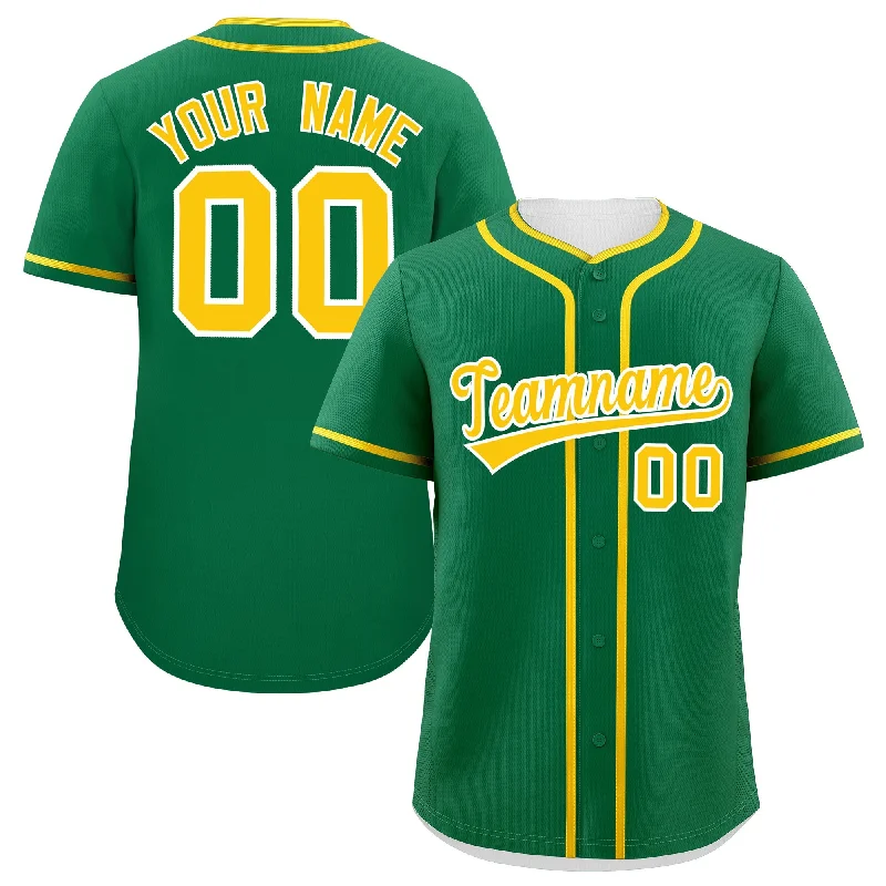 Baseball Jersey for Customizable Fan Apparel-Custom Kelly Green Gold Personalized Classic Authentic Baseball Jersey