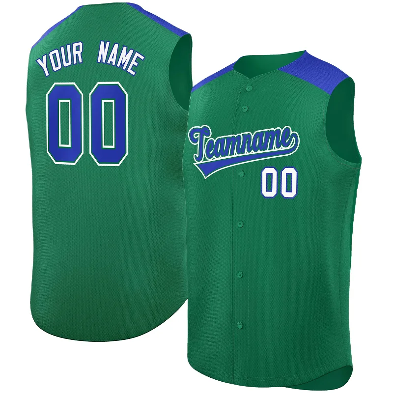 Baseball Jersey for Custom Jerseys for School Teams-Custom Kelly Green Royal Personalized Classic Authentic Sleeveless Baseball Jersey