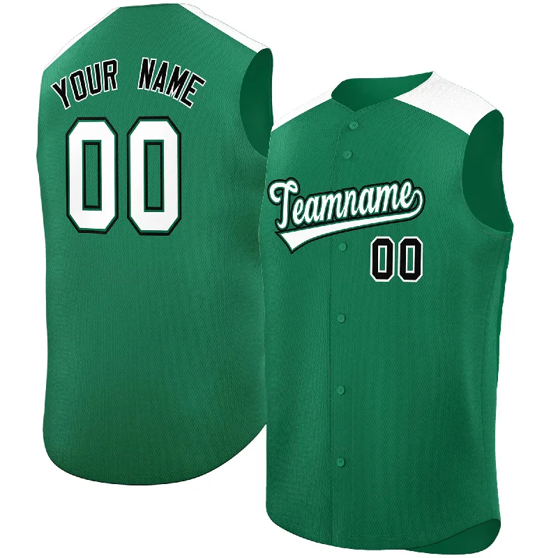 Baseball Jersey for Baseball Jersey Gifts for Players-Custom Kelly Green White Personalized Classic Authentic Sleeveless Baseball Jersey