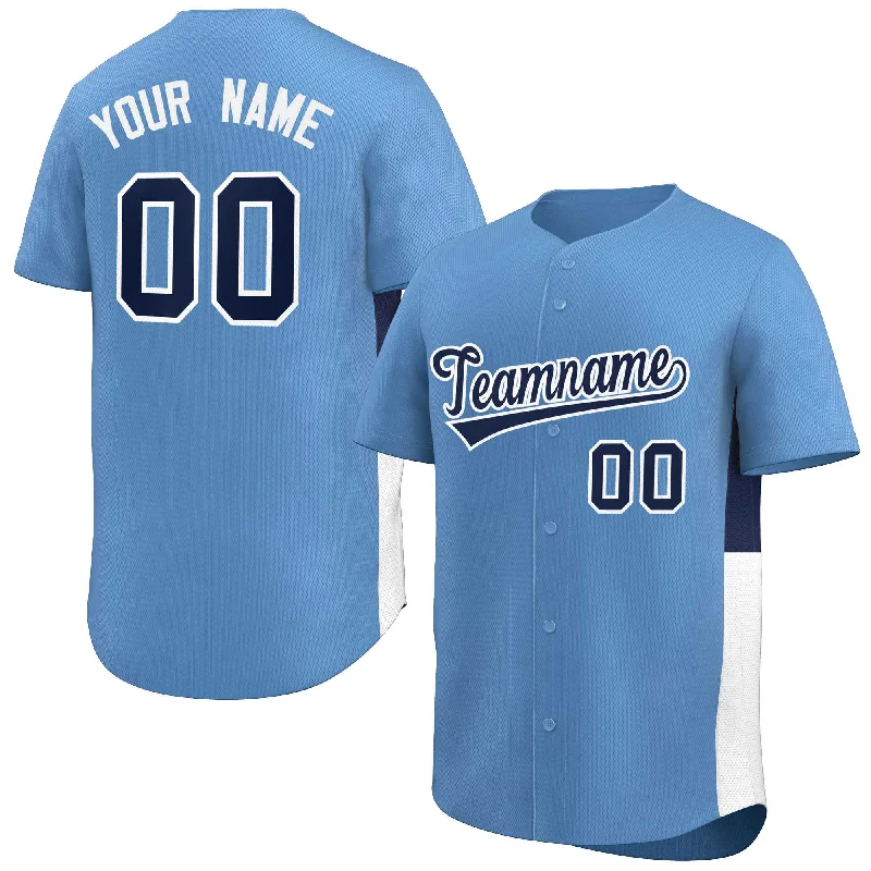 Baseball Jersey for College Baseball Teams-Custom Light Blue Navy-White Personalized Side Two-Tone Design Authentic Baseball Jersey