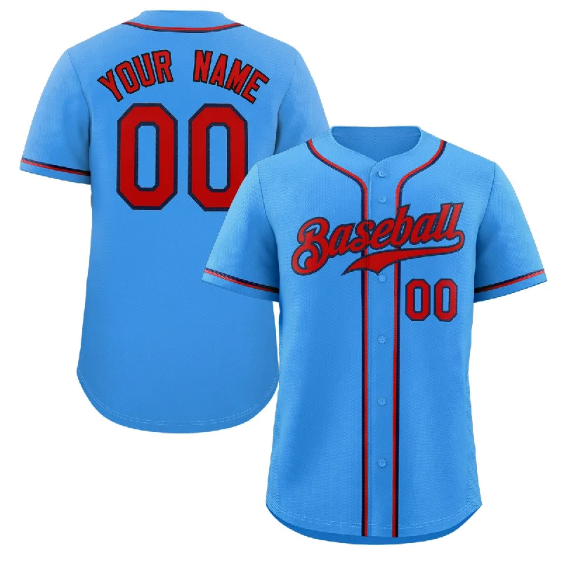 Baseball Jersey for Official League Merchandise-Custom Powder Blue Red-Navy Classic Style Authentic Baseball Jersey