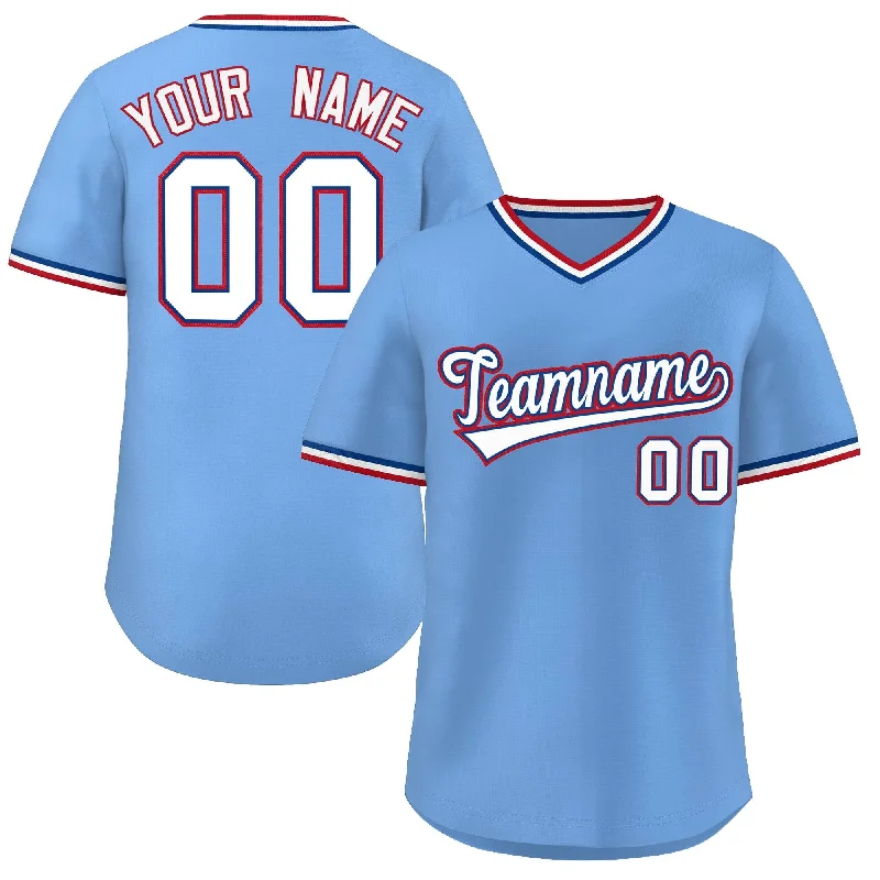 Baseball Jersey for Championship Games-Custom Light Blue White Classic Style Outdoor Authentic Pullover Baseball Jersey