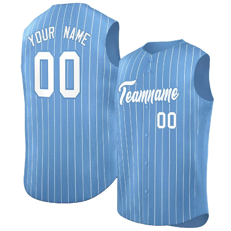 Baseball Jersey for Vintage Designs-Custom Light Blue White-Light Blue Sleeveless Stripe Fashion Baseball Jersey