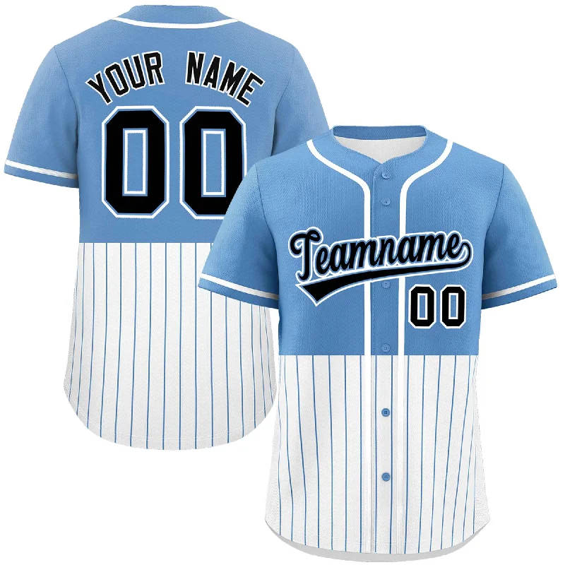 Baseball Jersey for Customized Jerseys for Baseball Leagues-Custom Light Blue White Personalized Half Stripe Design Authentic Baseball Jersey