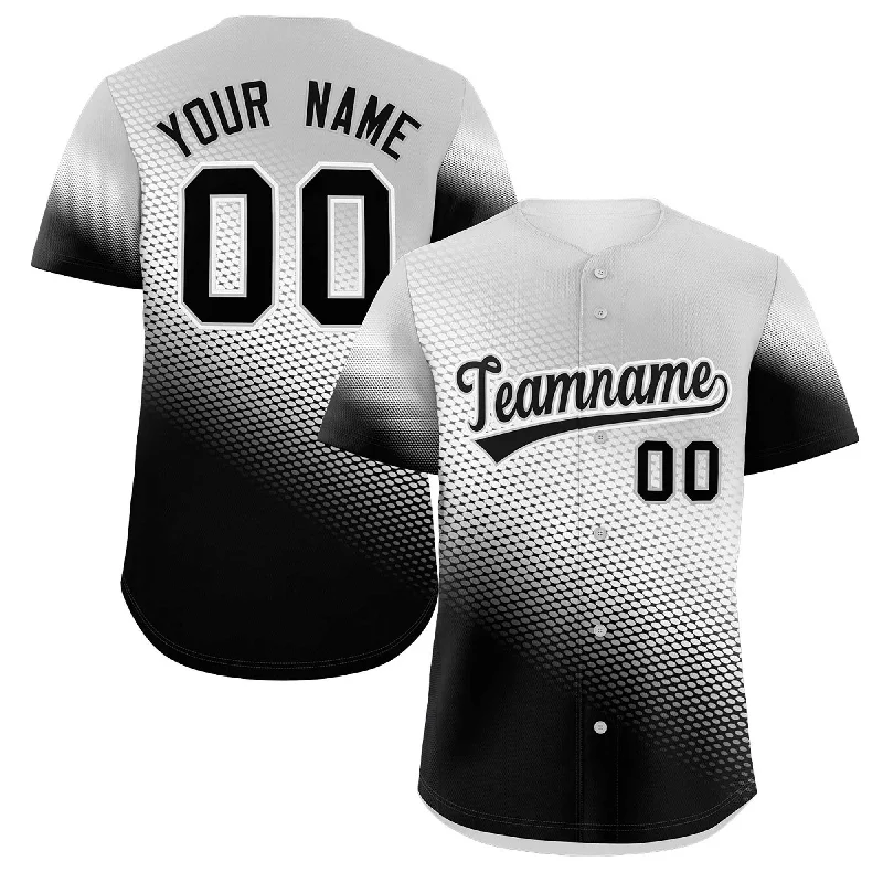 Baseball Jersey for Custom Sizes-Custom Light Gray Black Tiny Spot Gradient Fashion Authentic Baseball Jersey