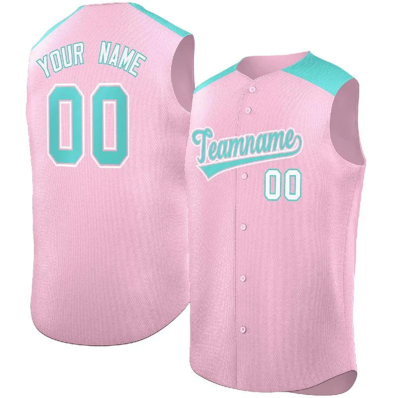 Baseball Jersey for Baseball Fan Apparel-Custom Light Pink Bright Green Personalized Classic Authentic Sleeveless Baseball Jersey