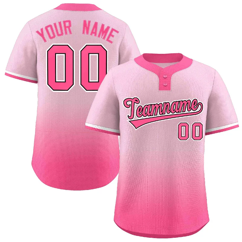 Baseball Jersey for Kids-Custom Light Pink Pink Pink-Black Gradient Fashion Authentic Two-Button Baseball Jersey