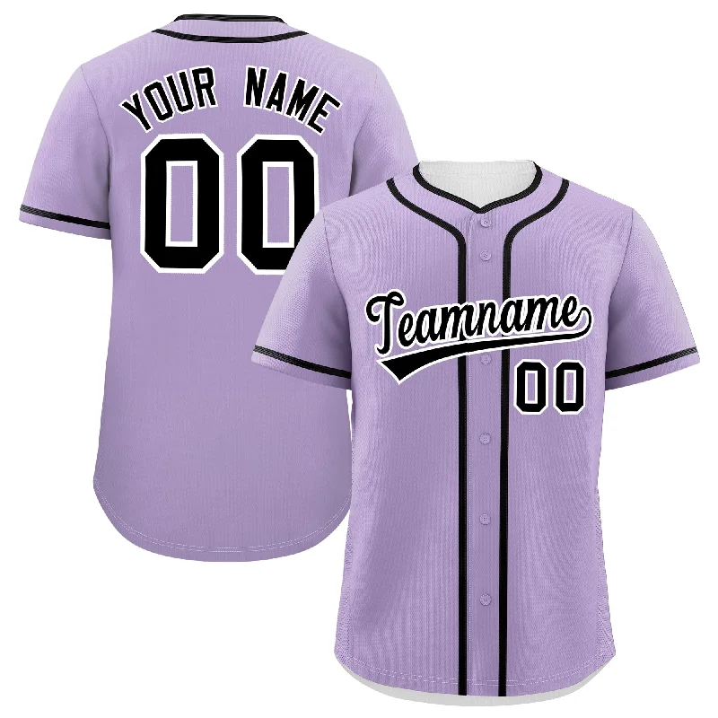 Baseball Jersey for Fan Club Apparel-Custom Light Purple Black Personalized Classic Authentic Baseball Jersey