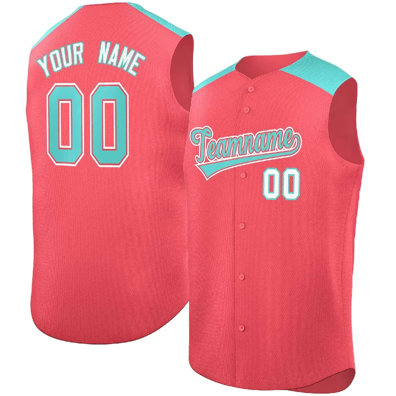 Baseball Jersey for Personalized Baseball Gifts for Supporters-Custom Light Red Bright Green Personalized Classic Authentic Sleeveless Baseball Jersey