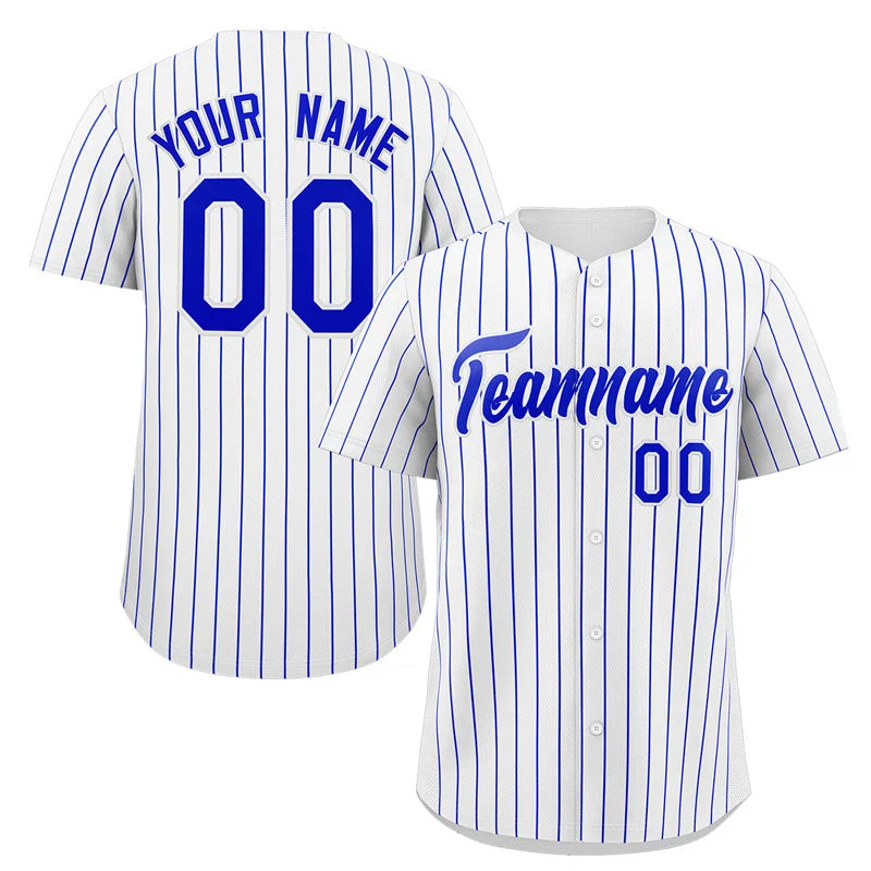 Baseball Jersey for Group Sports Jerseys-Custom White Royal Stripe Fashion Authentic Baseball Jersey