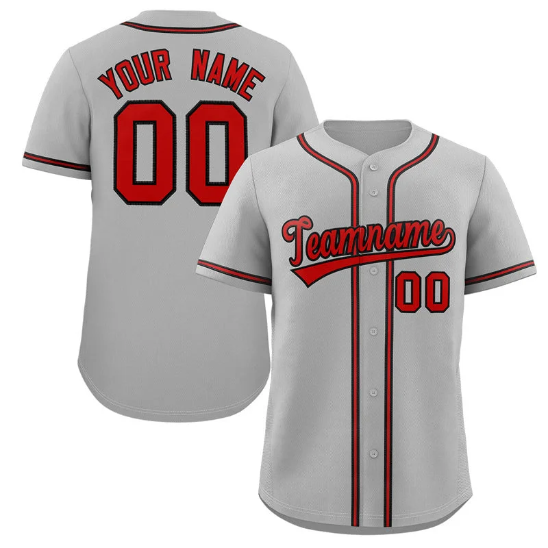 Baseball Jersey for Group Sports Jerseys-Custom Gray Red-Black Classic Style Authentic Baseball Jersey