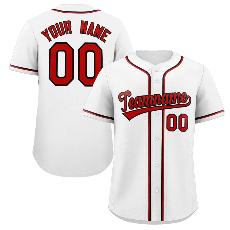 Baseball Jersey for Sports Tournaments-Custom White Red-Black Classic Style Authentic Baseball Jersey