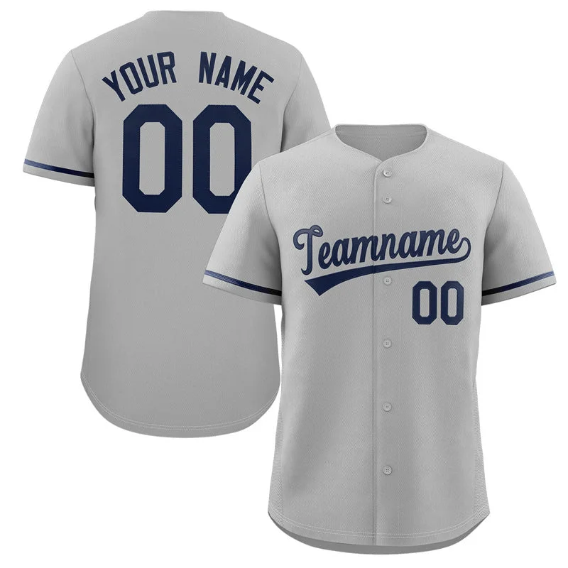 Baseball Jersey for Custom Team Numbers-Custom Gray Navy Solider Classic Style Authentic Baseball Jersey