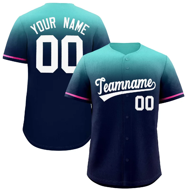 Baseball Jersey for Sports Tournaments-Custom Navy Bright Green Gradient Fashion Design Authentic Baseball Jersey