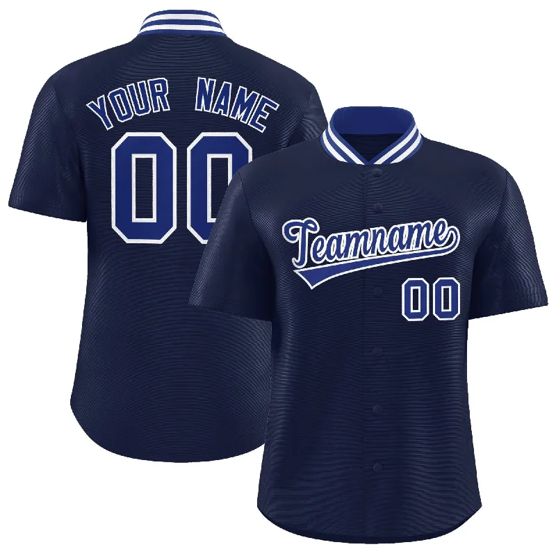 Baseball Jersey for Fun Baseball Group Apparel-Custom Navy Classic Style Authentic Stand Collar Baseball Jersey