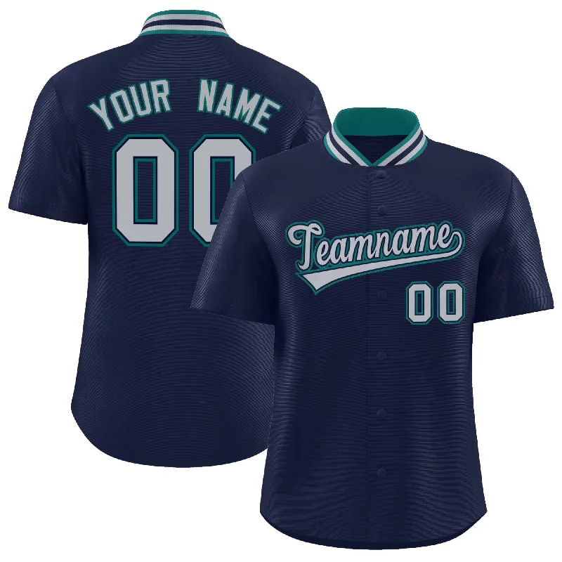 Baseball Jersey for Fan Apparel for College Baseball-Custom Navy Classic Style Authentic Stand Collar Baseball Jersey