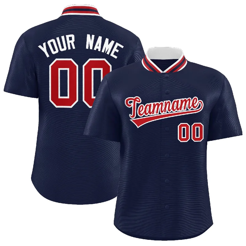 Baseball Jersey for Special Baseball Event Merchandise-Custom Navy Classic Style Authentic Stand Collar Baseball Jersey