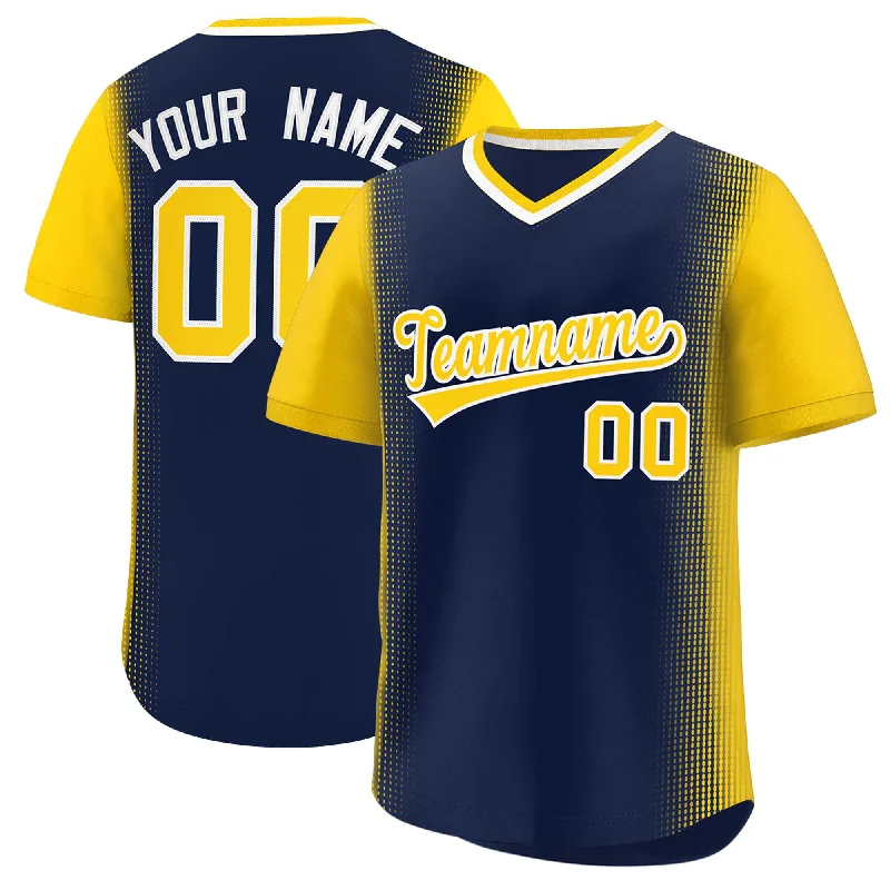 Baseball Jersey for Personalized Fan Apparel for Teams-Custom Navy Gold Personalized Raglan Sleeves Authentic Pullover Baseball Jersey