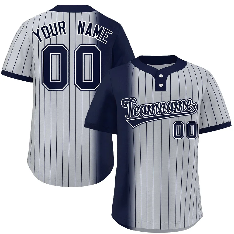 Baseball Jersey for Special Edition Baseball Jerseys-Custom Navy Gray Gradient Stripe Fashion Authentic Two-Button Baseball Jersey