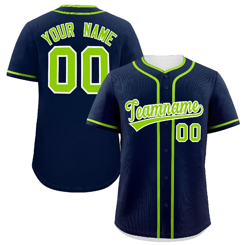 Baseball Jersey for Fun Sports Events-Custom Navy Neon Green Personalized Classic Authentic Baseball Jersey