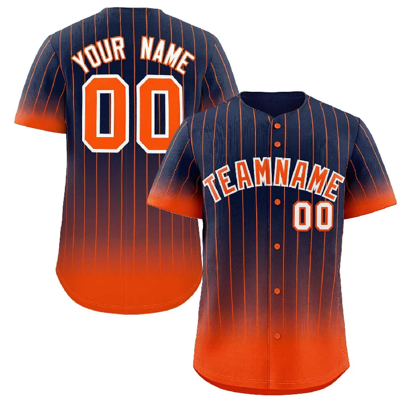 Baseball Jersey for Personalized Jerseys for Events-Custom Navy Orange-White Gradient Stripe Fashion Authentic Baseball Jersey