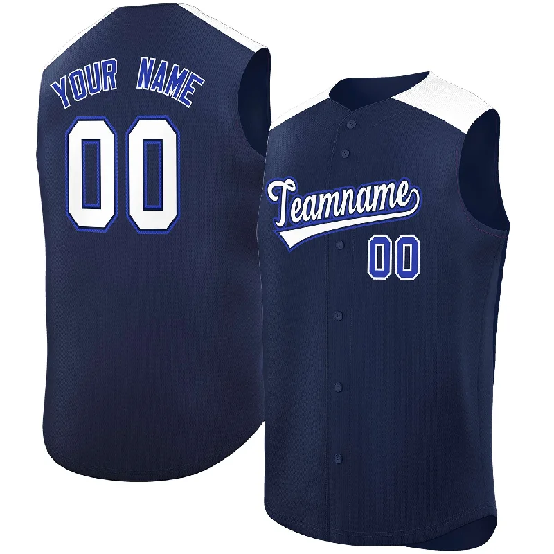 Baseball Jersey for Sports-Themed Gifts-Custom Navy White Personalized Classic Authentic Sleeveless Baseball Jersey