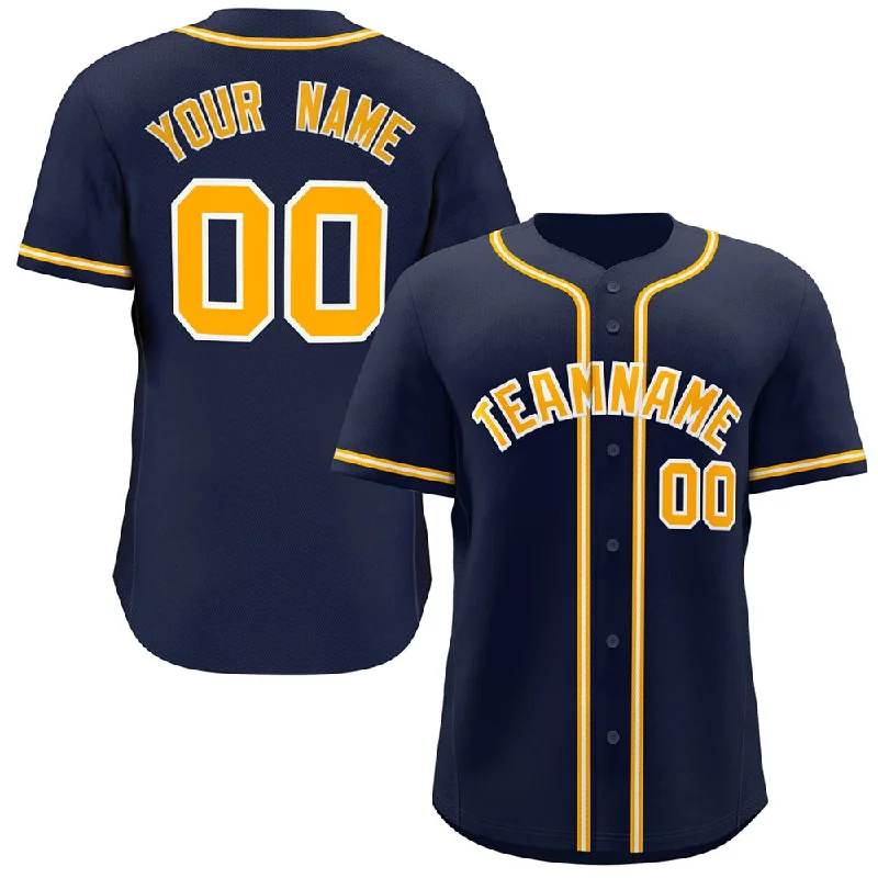 Baseball Jersey for Baseball Fan Apparel-Custom Navy Yellow-White Classic Style Authentic Baseball Jersey