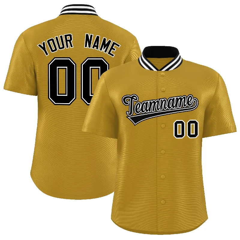 Baseball Jersey for Custom Baseball Jerseys for Tournaments-Custom Old Gold Classic Style Authentic Stand Collar Baseball Jersey